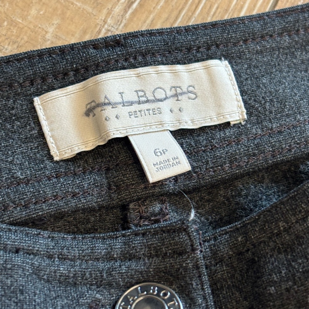 Talbots Petites Charcoal Gray Straight Leg Knit Trousers - Picture 2 of 6